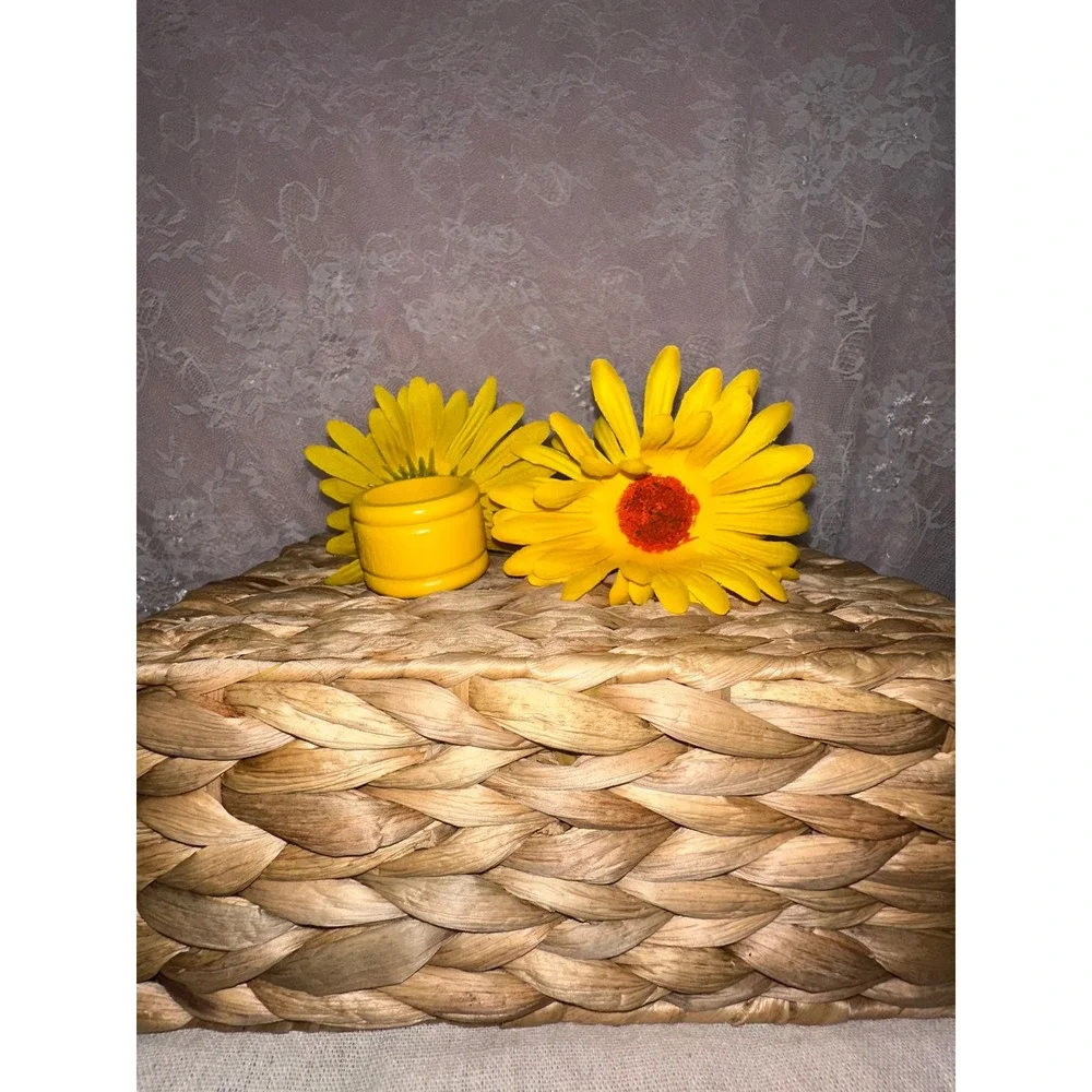 Vintage‎ Yellow Sunflower Napkin Rings Set of 3 Floral Summer Table Decor